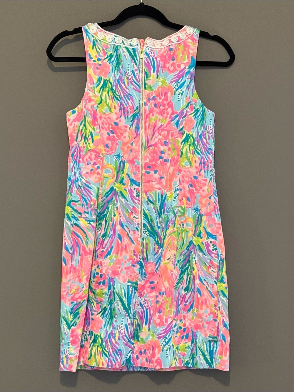 Lilly Pulitzer Gabby Mini Shift Dress Pink Tropical Embroidered Size 0 - Picture 2 of 9